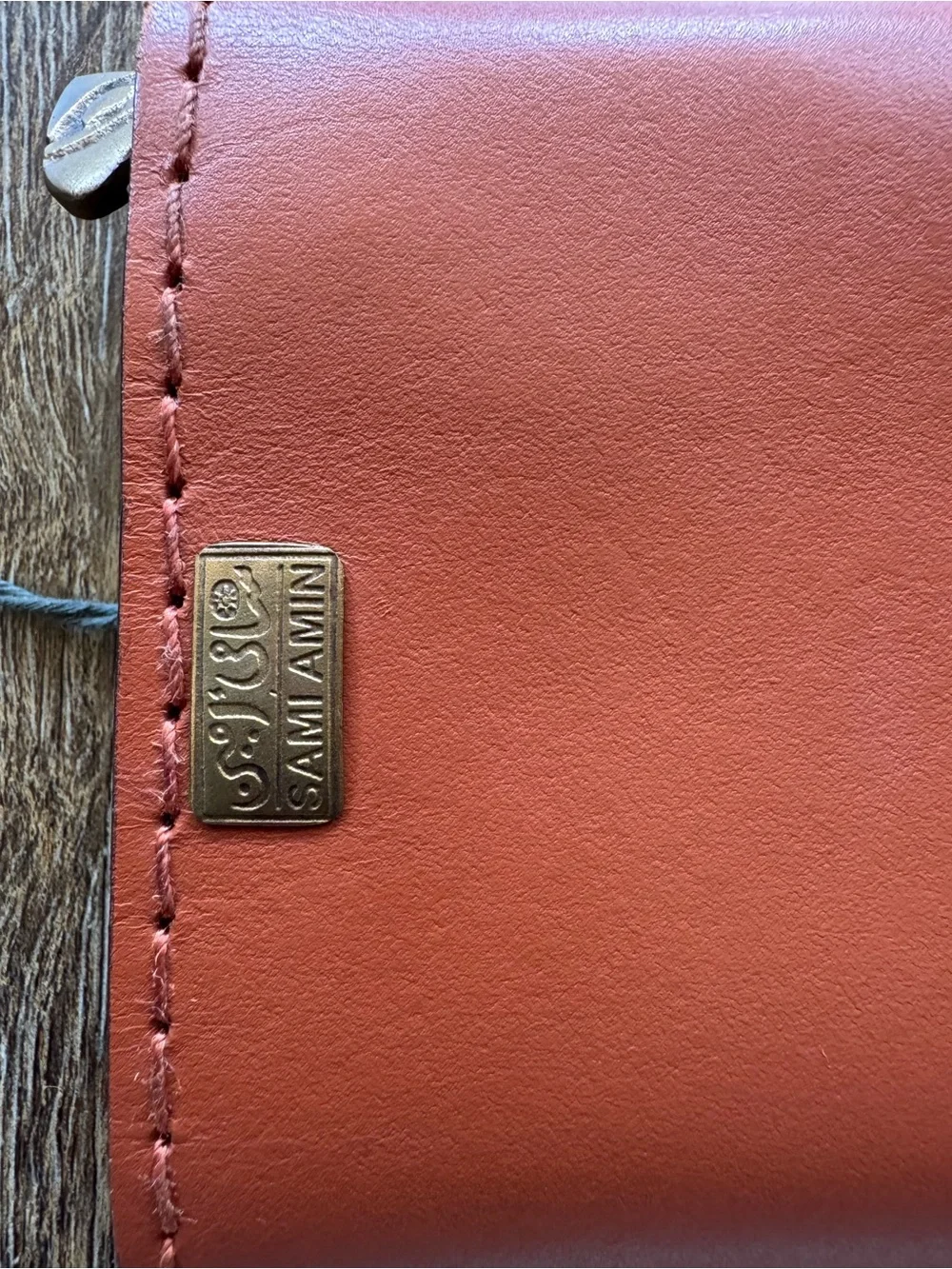 Sami Amin Ala Bali Tooled Leather Wallet with Brass Accent